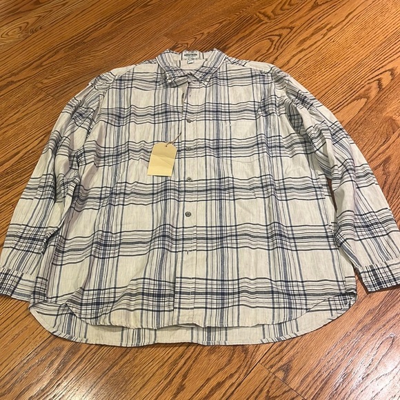 NWT Guess Jeans Woman’s Blue Striped Button Down Size L - Picture 1 of 7